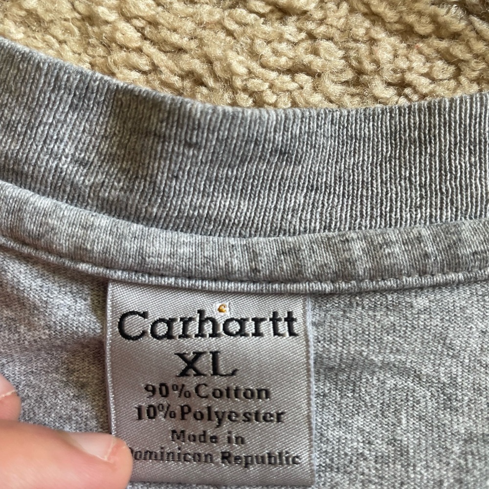 Carhartt Shirt Mens XL Grey Loose Fit Crew Neck Long Sleeve Pocket Utility - Picture 4 of 5